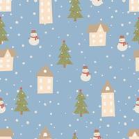 Christmas pattern Winter forest  hand drawn seamless pattern vector