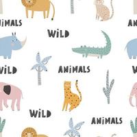 Cute vector seamless pattern with safari animals Digital paper