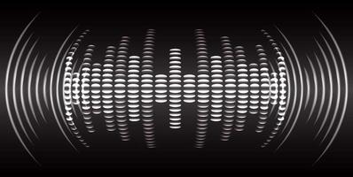 Sound waves oscillating dark light vector