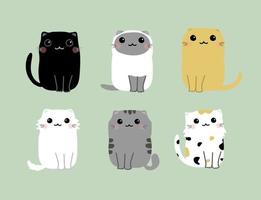 vector de conjunto de dibujos animados de gatos lindos