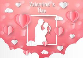 Love and Valentine day, Lovers , paper art heart balloon vector