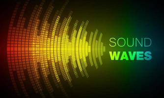 Sound waves oscillating dark light vector