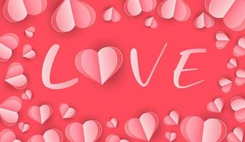 heart paper, valentine love vector