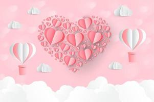 heart paper, valentine love vector