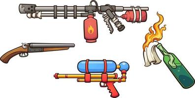 Assorted cartoon weapons vector