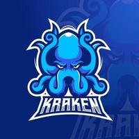 Plantilla detallada de logotipo de juegos de deportes electrónicos de Kraken vector