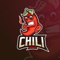 Chili Gaming Mascot Logo Design Illustration Vector