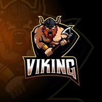 vector de diseño de logotipo de mascota vikinga