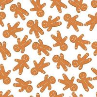 Christmas seamless pattern with ginger man cookies. vector