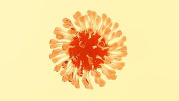 Orange coronavirus jelly cell on yellow background photo