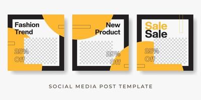 venta de moda publicación de redes sociales plantilla de diseño de moda negro y amarillo vector