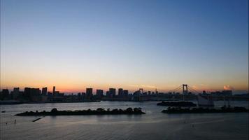 Beautiful Rainbow bridge in Tokyo city in Japan video