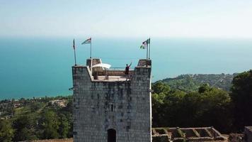 Aerial view of ancient fortress Anakopia in Abkhazia. video