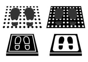 Disinfectant mat. Set of sanitizing mats. Antibacterial entry rug in glyph style. Disinfecting carpet for shoes. Vector illustration