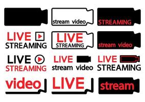 Collection of live streaming icon. Symbols and buttons of live streaming, online stream. Lower third template for tv, shows, movies, live performances, concert. Camcorder icon. Vector