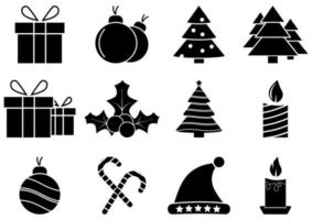 Christmas icons set. Holidays graphics. Set of winter related vector flat icons. Premium linear symbols pack. Web symbols for websites and mobile app. Glyph style symbols. Vector