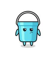 cute plastic bucket character with suspicious expression vector