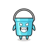 evil expression of the plastic bucket cute mascot character vector