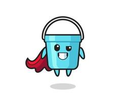 the cute plastic bucket character as a flying superhero vector