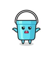 plastic bucket mascot character saying I do not know vector