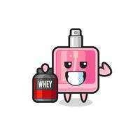 the muscular perfume character is holding a protein supplement vector