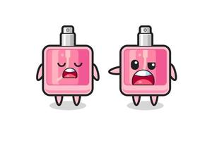 illustration of the argue between two cute perfume characters vector