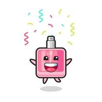 happy perfume mascot jumping for congratulation with colour confetti vector