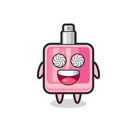 cute perfume character with hypnotized eyes vector