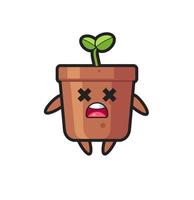 the dead plant pot mascot character vector