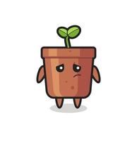 the lazy gesture of plant pot cartoon character vector