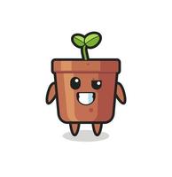 cute plant pot mascot with an optimistic face vector