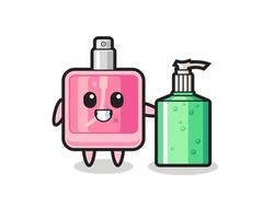 cute perfume cartoon with hand sanitizer vector