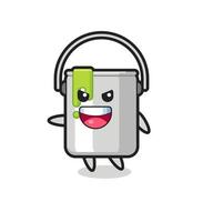 paint tin cartoon with very excited pose vector