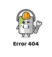 error 404 con la linda mascota de lata de pintura vector