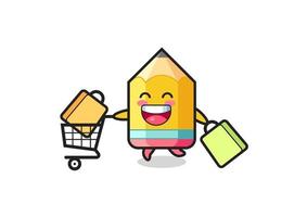 black Friday illustration with cute pencil mascot vector