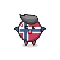 norway flag badge mascot character saying I do not know vector