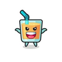 the illustration of cute orange juice doing scare gesture vector