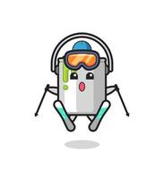 paint tin mascot character as a ski player vector