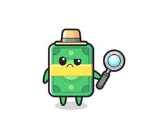the mascot of cute money as a detective vector