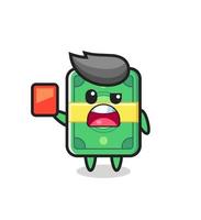 money cute mascot as referee giving a red card vector