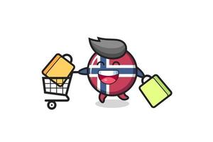 ilustración de viernes negro con la linda mascota de la insignia de la bandera de noruega vector