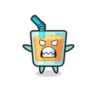 wrathful expression of the orange juice mascot character vector