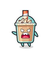 cute milkshake cartoon in a very angry pose vector