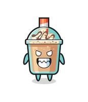 evil expression of the milkshake cute mascot character vector