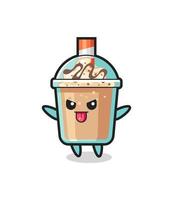 naughty milkshake character in mocking pose vector