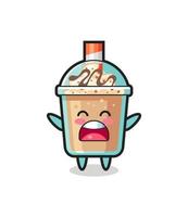 cute milkshake mascot with a yawn expression vector