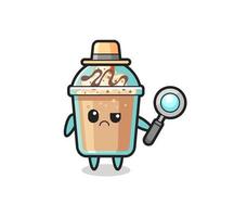 the mascot of cute milkshake as a detective vector