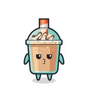 the bored expression of cute milkshake characters vector