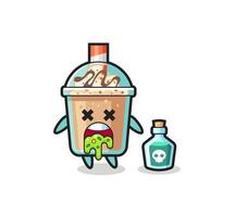 illustration of an milkshake character vomiting due to poisoning vector