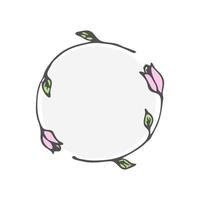 Hand drawn wreath in vector. Doodle leaves and flowers vector